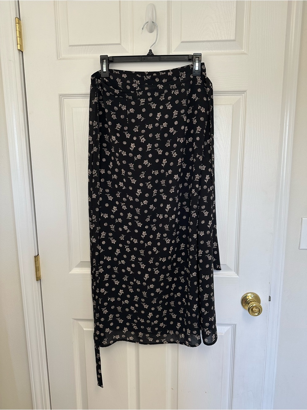 Vintage Pendleton Black Floral Midi Wrap Skirt